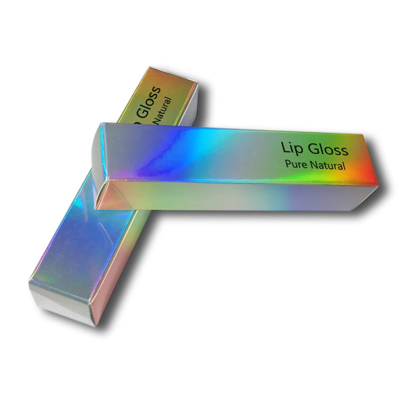 ANZKA 50 Pcs Lip Gloss Boxes 10.7x2.3x2.3 cm Silver Holographic Packaging Box  Kraft Paper Glossy Lipgloss Tube Wrapping Boxes - Image 1